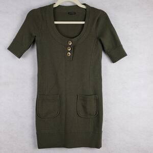 Club Monaco Women's XS‎ Merino Wool Pullover Tunic Sweater Olive Green Earthy